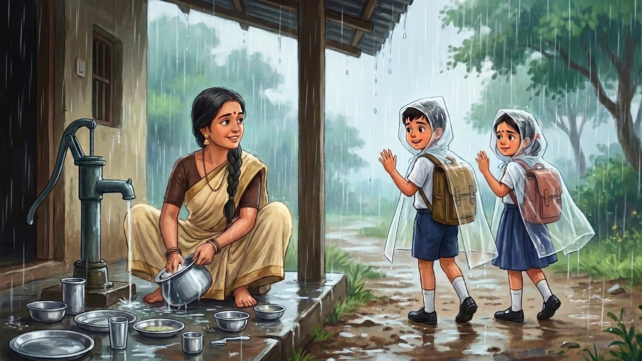 1990s Rainy Indian Village Life 🌧️ | Another Day in a Village Mother&rsquo;s Routine | Ghibli Style ASMR