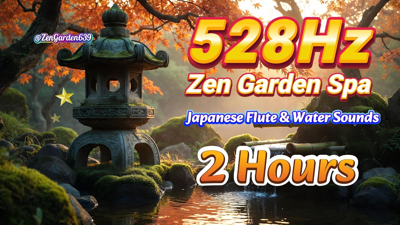 528Hz Zen Garden Spa 🎋 Japanese Bamboo Flute & Water Sounds | Stress Relief | ZenGarden 639
