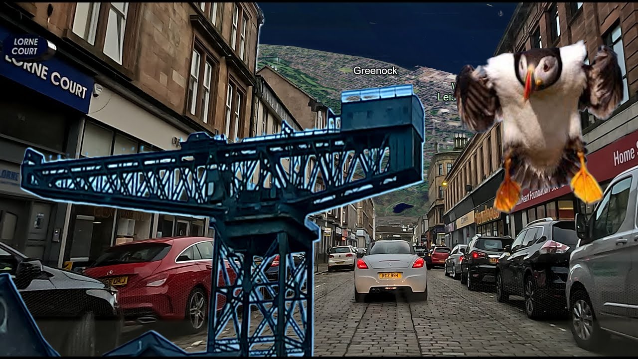Driving through ** GREENOCK and Gourock ** Scotland Winter Feb 2024 - Snowy Hills - West of Glasgow