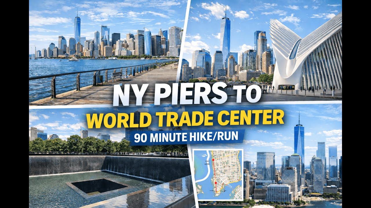 New York Piers to World Trade Center * Vitual Hike/Run | WTC, 9/11 Memorial- 90-Minute POV *