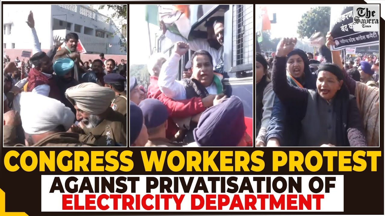 Congress Workers Protest Against Privatisation Of Electricity Department