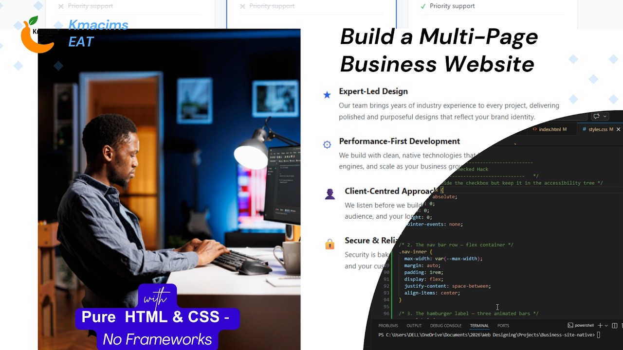 Build a Multi-Page Business Website with Pure HTML & CSS — No Frameworks, No JavaScript Libraries