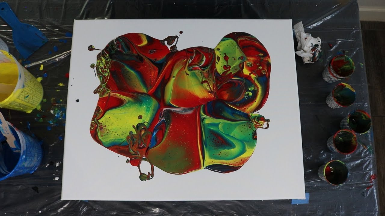 Acrylic Multi Flip Cup Abstract Pour - Primary Colors
