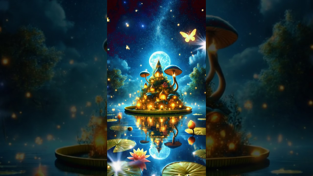 #EnchantedNight #DreamyVisuals #RelaxingScene #BioluminescentWorld #MysticalAmbiance #NatureFantasy