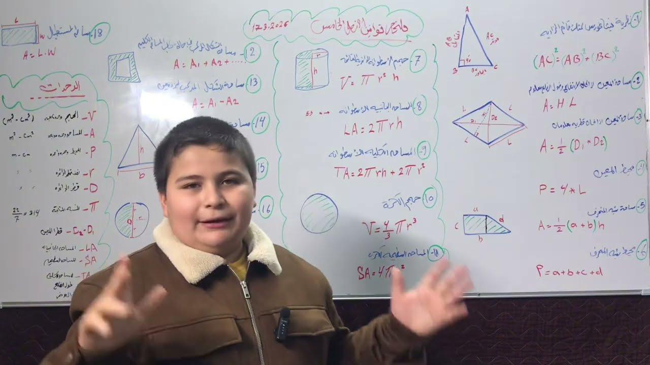 مراجعه مركزه لقوانين الاشكال الهندسيه للفصل الخامس/رياضيات للصف الثاني متوسط/الفصل الخامس/ منهج 2026