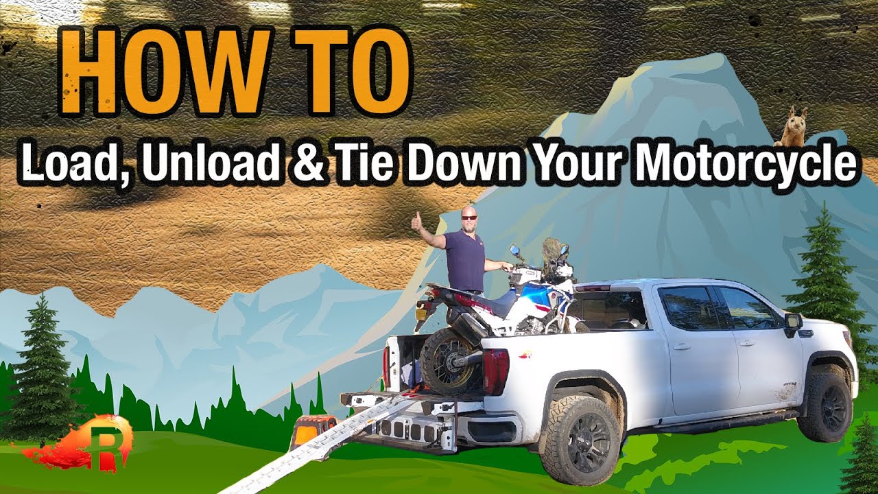 How to LOAD, UNLOAD, and TIE  DOWN a motorcycle into a truck by YOURSELF