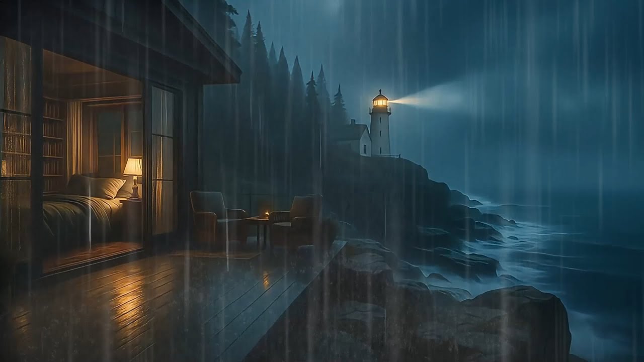 Rainy Night at the Lakeside Cabin 🌊 | Soothing Rain Sounds for Sleep