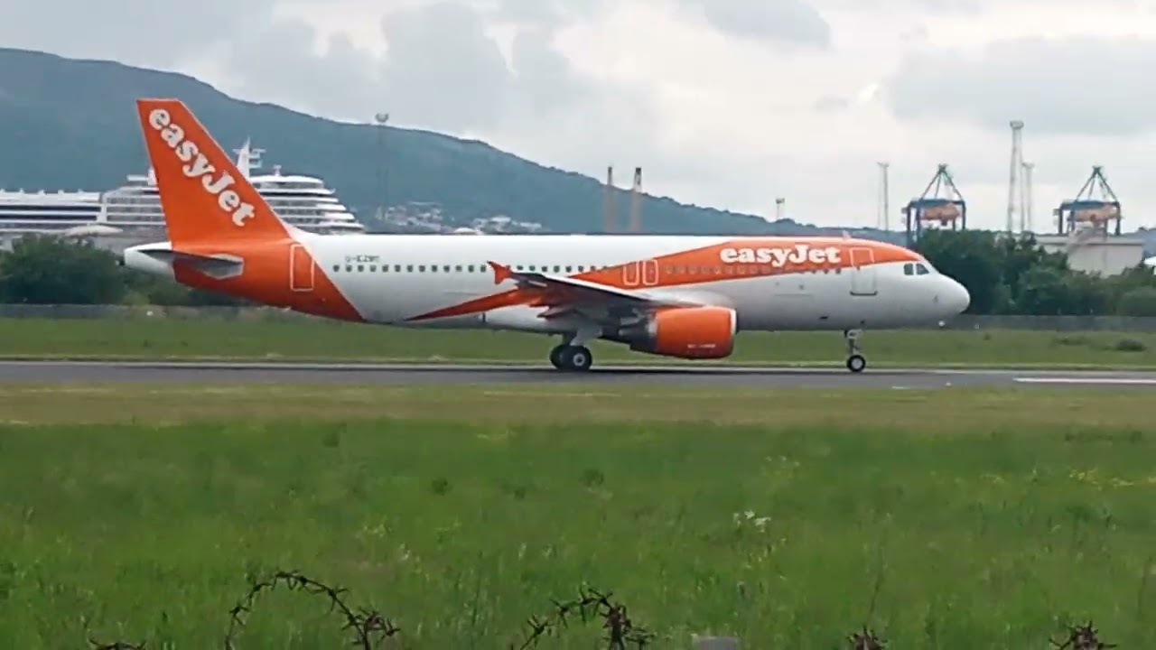 easyJet A320 (G-EZWC) departs Belfast (BHD) 02/06/2024