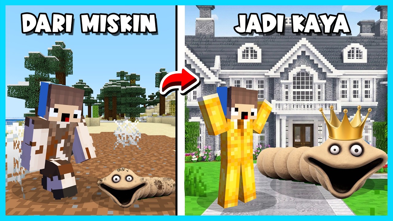 MIPAN & ZUZUZU KASIHAN! ADOPSI CACING MONSTER DARI MISKIN JADI KAYA DI MINECRAFT!