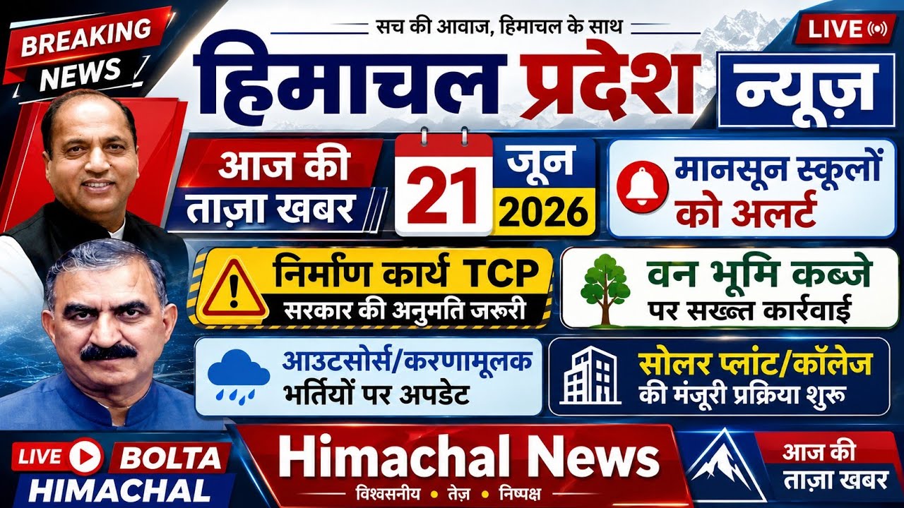 ▶️📳 Today Himachal News 21 जून 2026 हिमाचल न्यूज । HP News #himachalnews