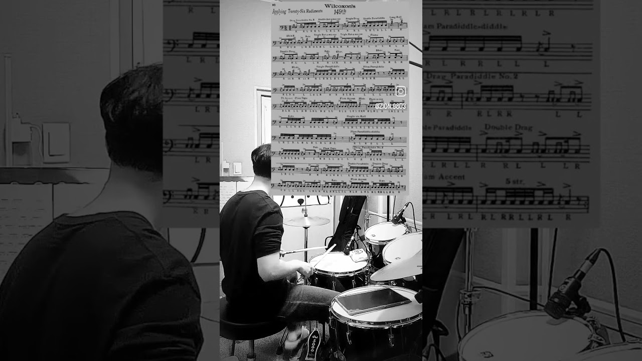 Charley Wilcoxon All American Drummer Solo #149 (No repeat) with kick #practice #drum #drumsolo
