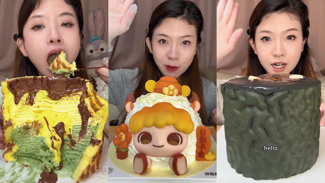 Have a Taurus fortune cake🌈🧁🎂🍰🤤 #Taurus #Birthday Big Cake Mukbang #creamy #bigcake #Chocolate