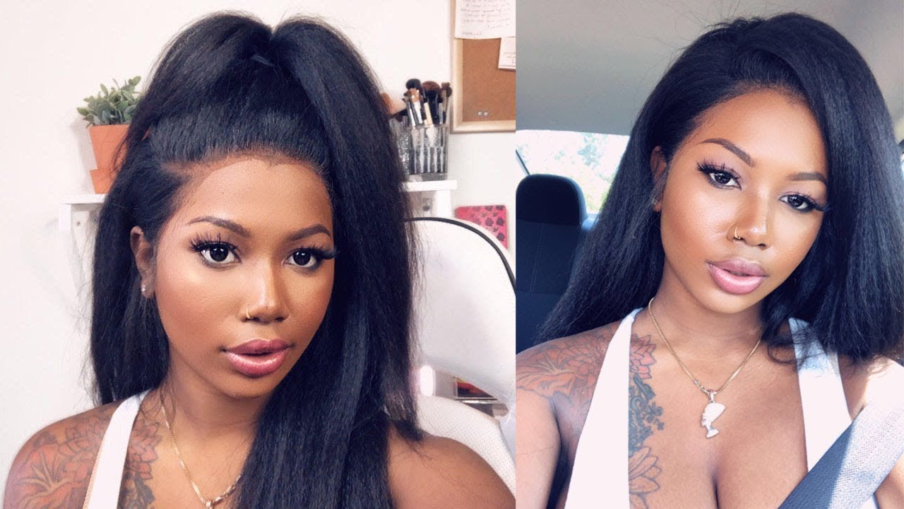 How I Install Kinky Straight Hair Pre-Plucked 360 Lace Wig ft. 20% Off Sale