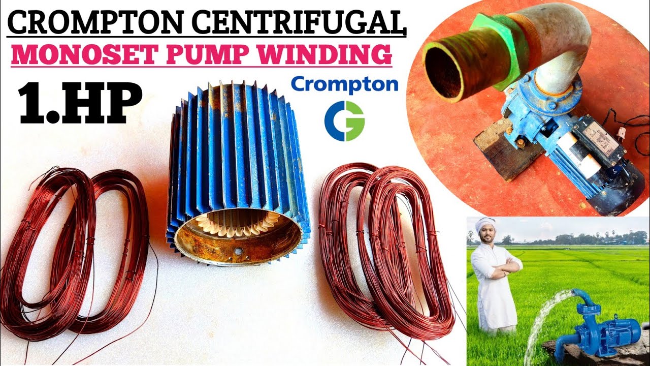 1Hp Crompton Centrifugal Monoset Pump winding, And connection/24 slots 2800 Rpm Single Phase Motor