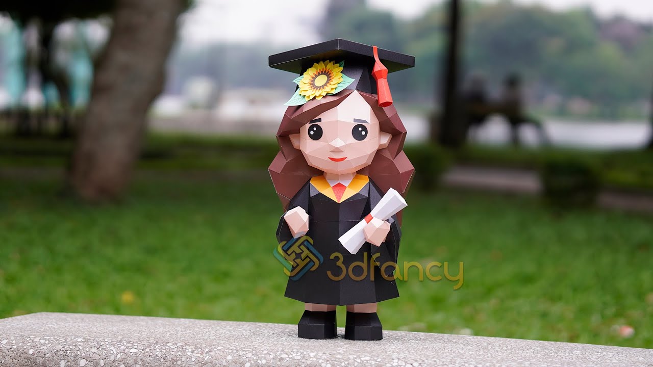 How to Assemble 3D Female Graduate Papercraft &ndash; DIY Graduation Gift for Cricut & Silhouette
