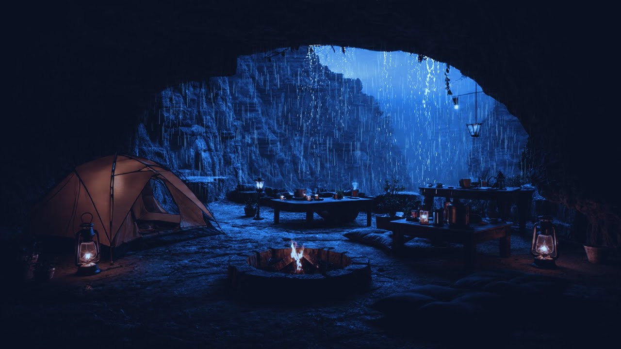 RAIN SOUNDS IN A DARK CAVE FOR DEEP SLEEP, RELAXATION, AND STRESS REDUCTION