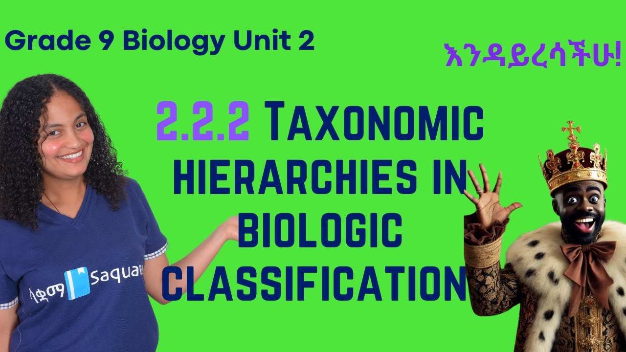 Grade 9 Biology Unit 2: 2.2.2 Taxonomic Hierarchies in Biological Classification Saquama | ሳቋማ