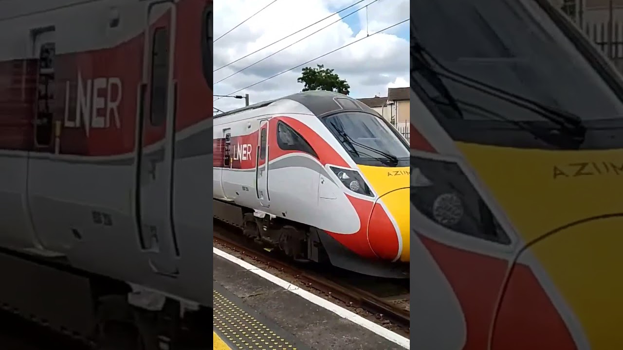 Class 801 LNER Azuma passing Doncaster slowly with a two tone