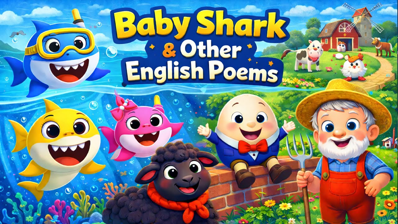 Семейная песенка Baby Shark | Старый Макдональд | Английские рифмы для малышей | Детское стихотво...