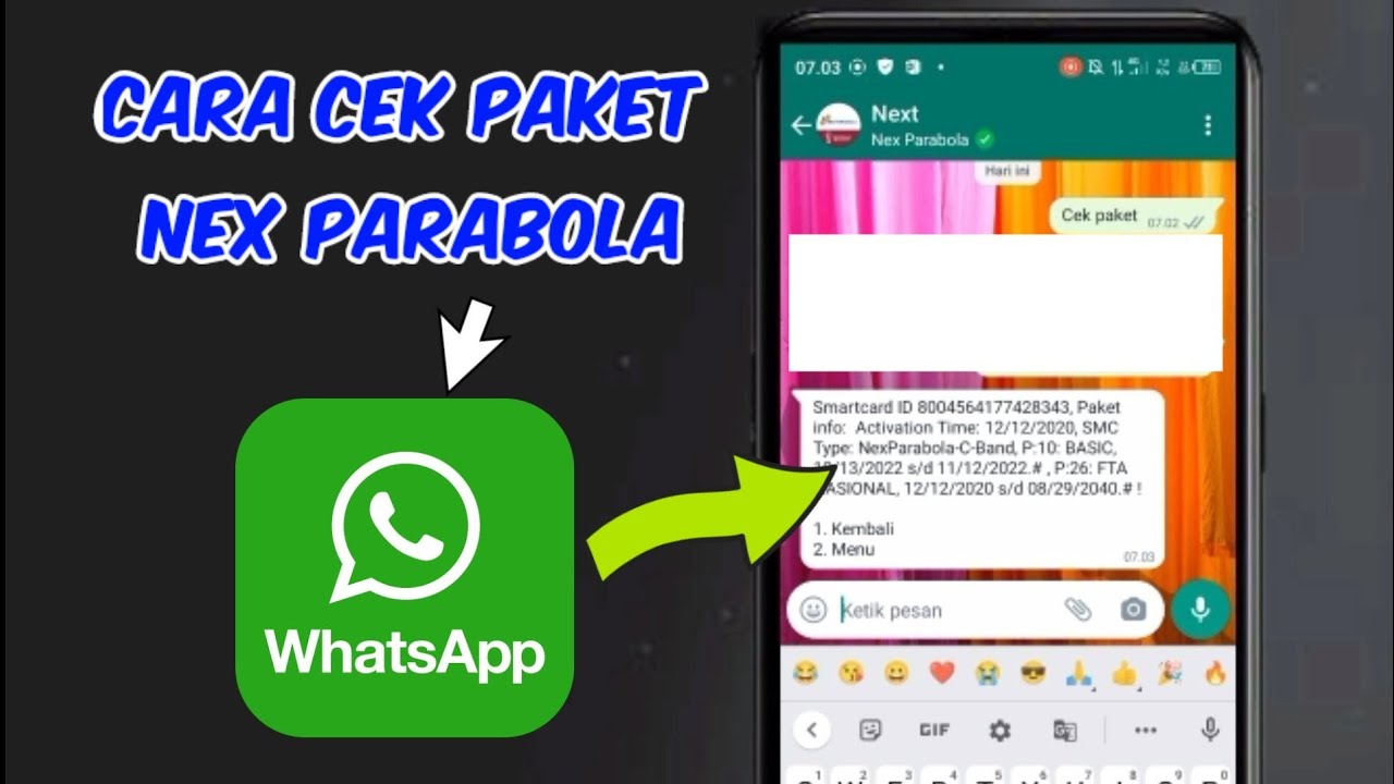 cara cek paket nex parabola via WhatsApp