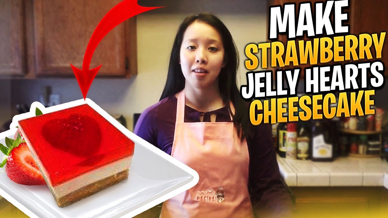 Awesome Strawberry Jelly Hearts Cheesecake for Kids - 3 Mins Quick & Easy