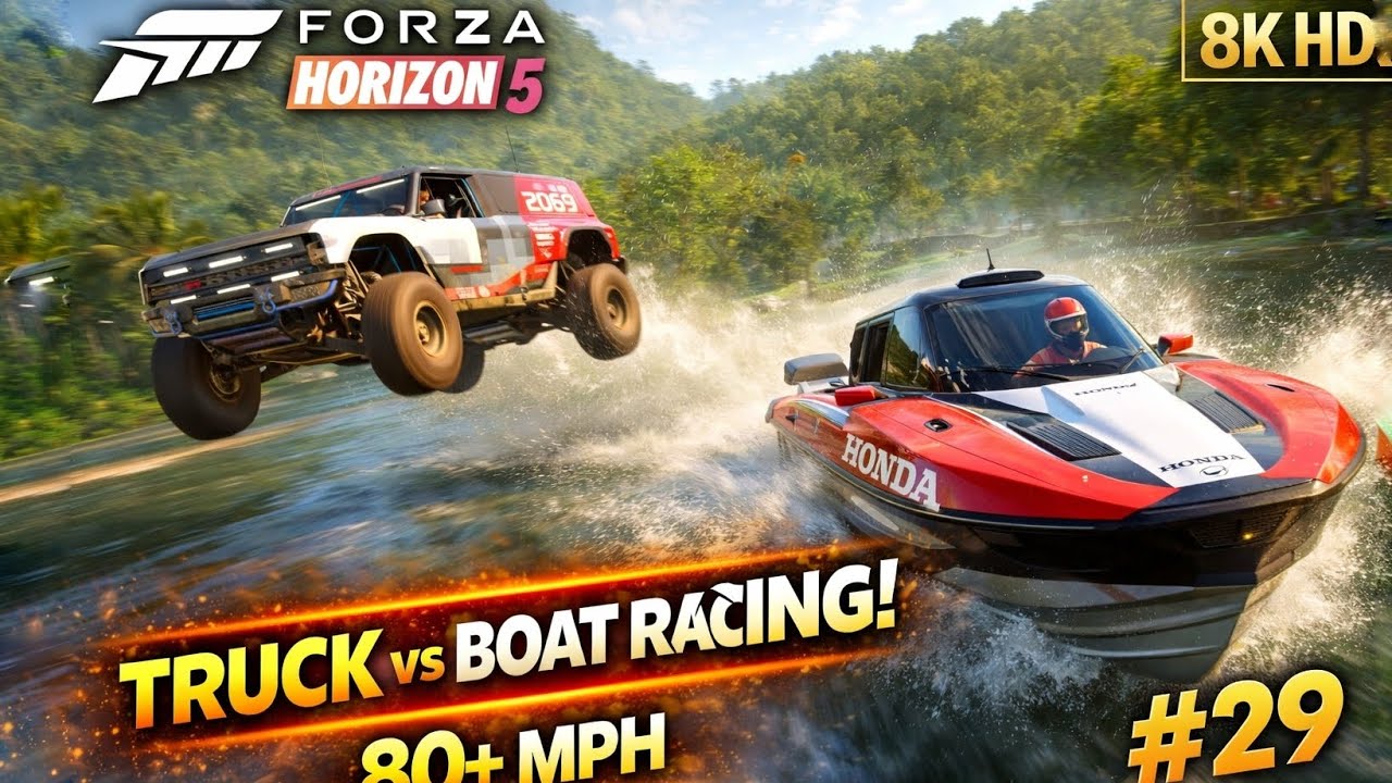 TRUCK vs SPEED BOAT 😱 | 300+ SPEED CHALLENGE 🚀 | Forza Horizon 5 #29