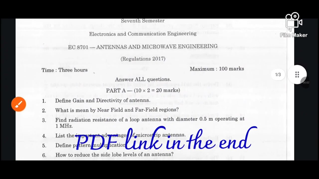 EC8701 | Antennas and Microwave Engineering | Nov Dec 2024 | Anna University | Old Questions |