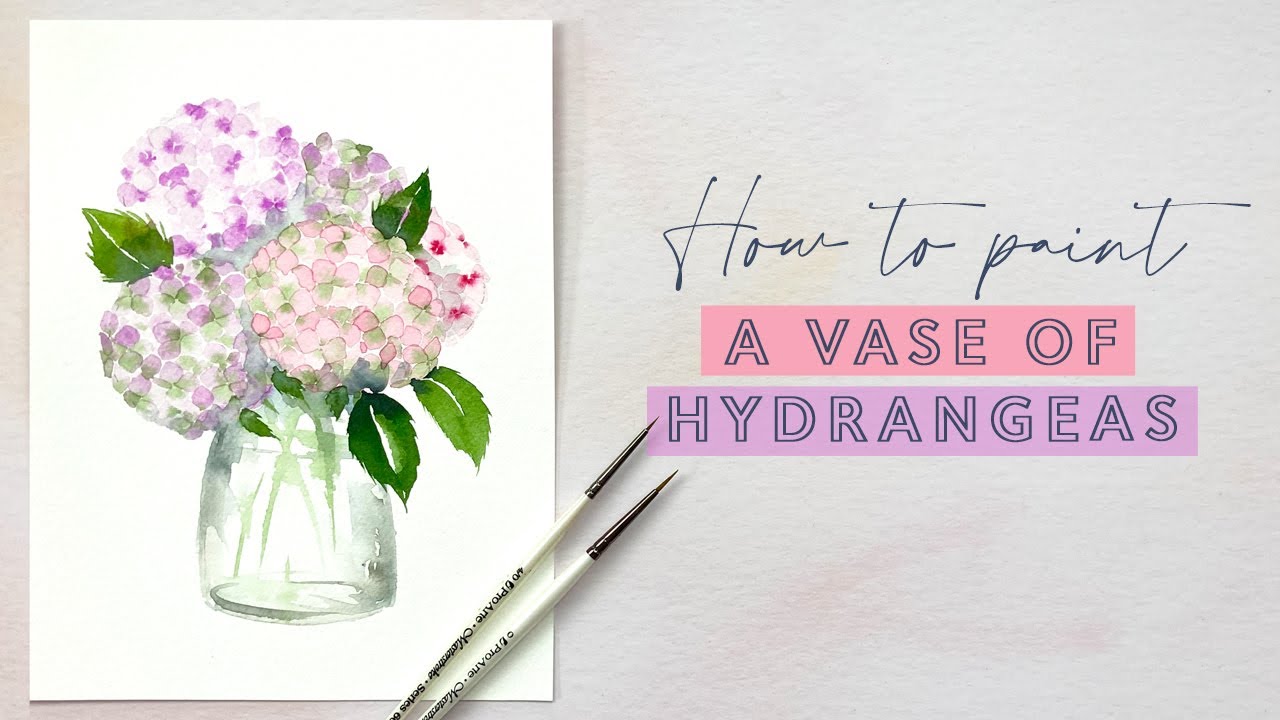 How to Paint a Vase of Watercolour Hydrangeas