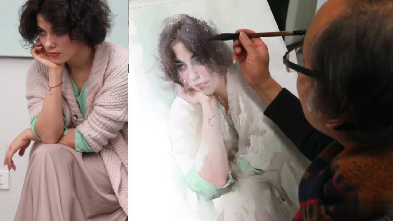 🌟 Watercolor and Portrait Painting from Life Model