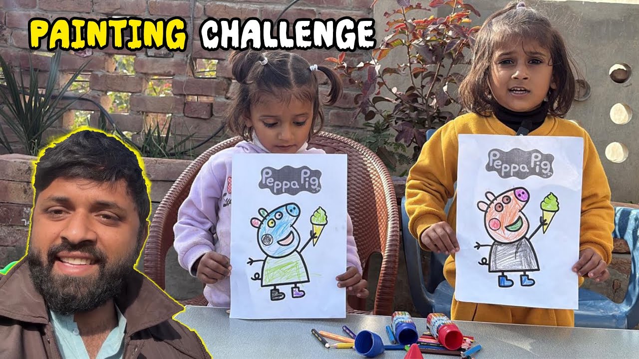 Painting Challenge 🎨 | Fun With Zain & Kids | Papa Ki Do Betiyon Ka Creative Battle ❤️