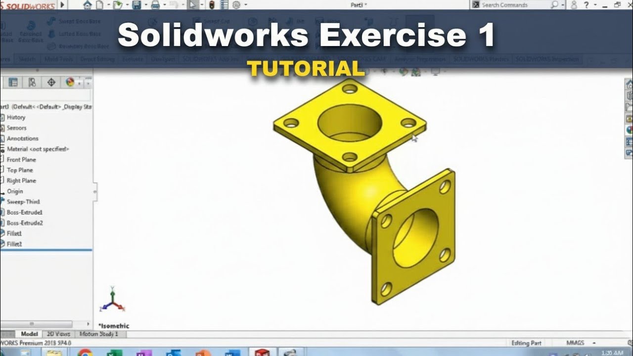 SolidWorks Tutorial for Beginners | 3D Modeling Exercise 1 Step-by-Step