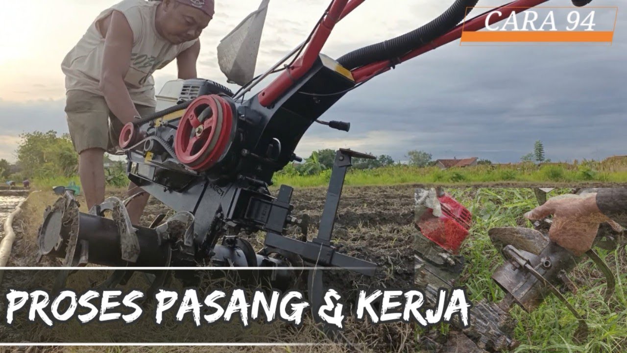 Proses pemasangan roda blad B sampe ke tempat olah lahan//Traktor quick cakar baja
