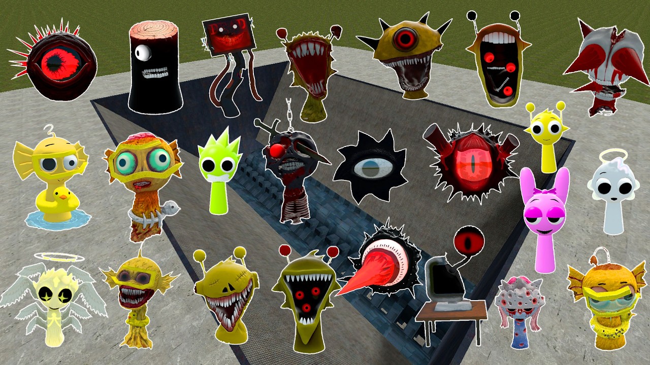 DESTROY SPRUNKI MR SUN MOON TREE FUN COMPUTER ALL PHASE in GIANT SHREDDER (Garry's Mod Sandbox)