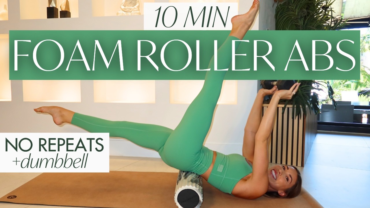 10 MIN FOAM ROLLER ABS WORKOUT - Deep Core Focused | At Home Pilates