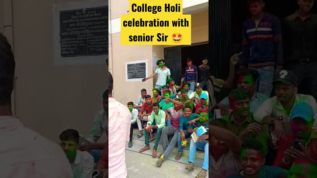 college Holi celebration with senior sir 🤩#collegelife #college #shorts #masti #viral #trending #1