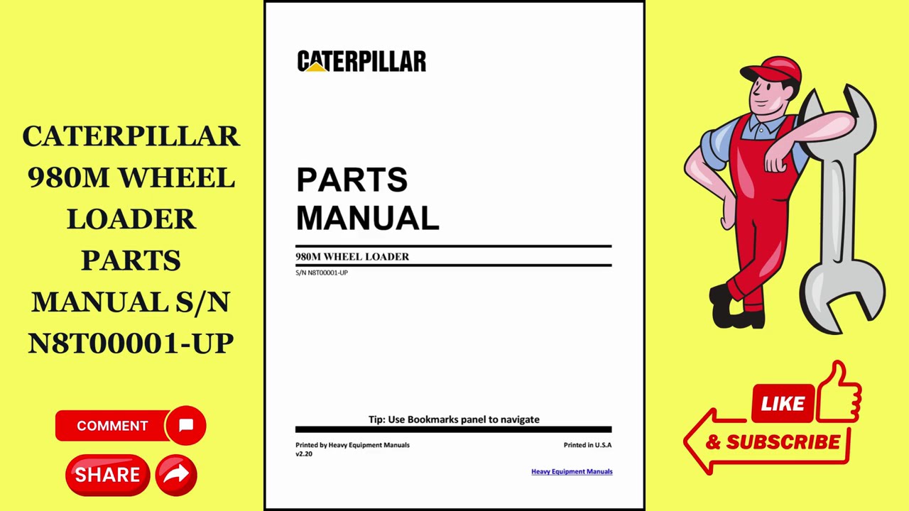 Instant Pdf Download Caterpillar 980M Wheel Loader Parts Manual | N8T00001-UP