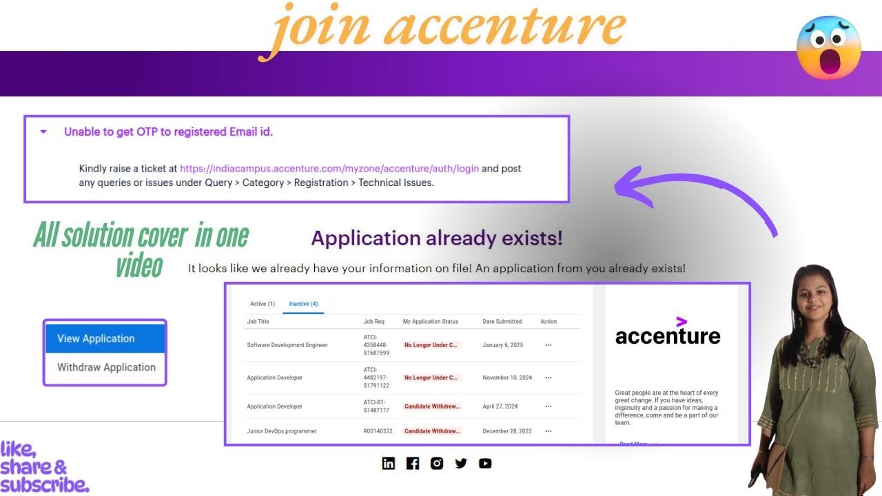 (Приложение Accenture уже существует, объяснение работы OTP и функции восстановления пароля)