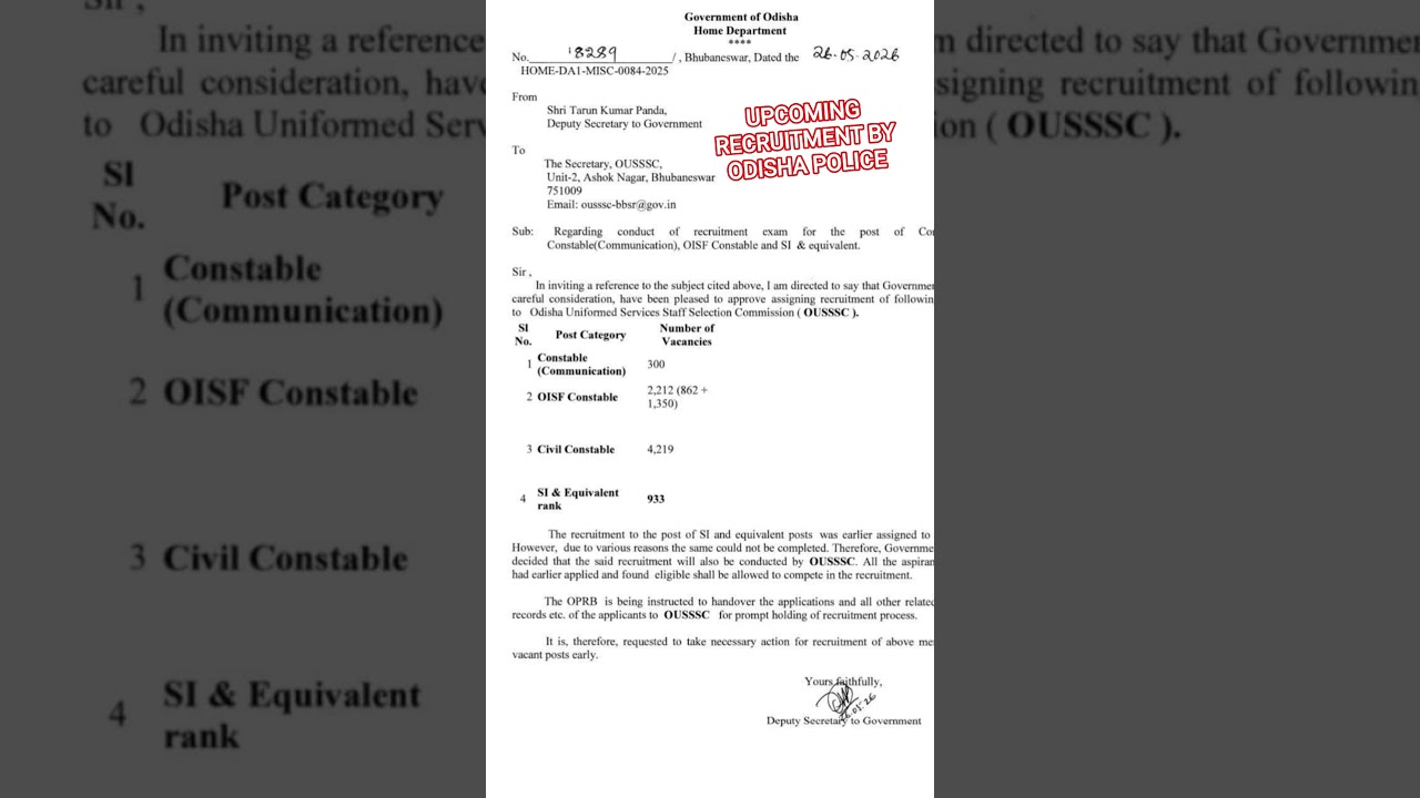 UPCOMING RECRUITMENT BY ODISHA POLICE 5000+ POSTS BY OUSSSC #2026 #police #job