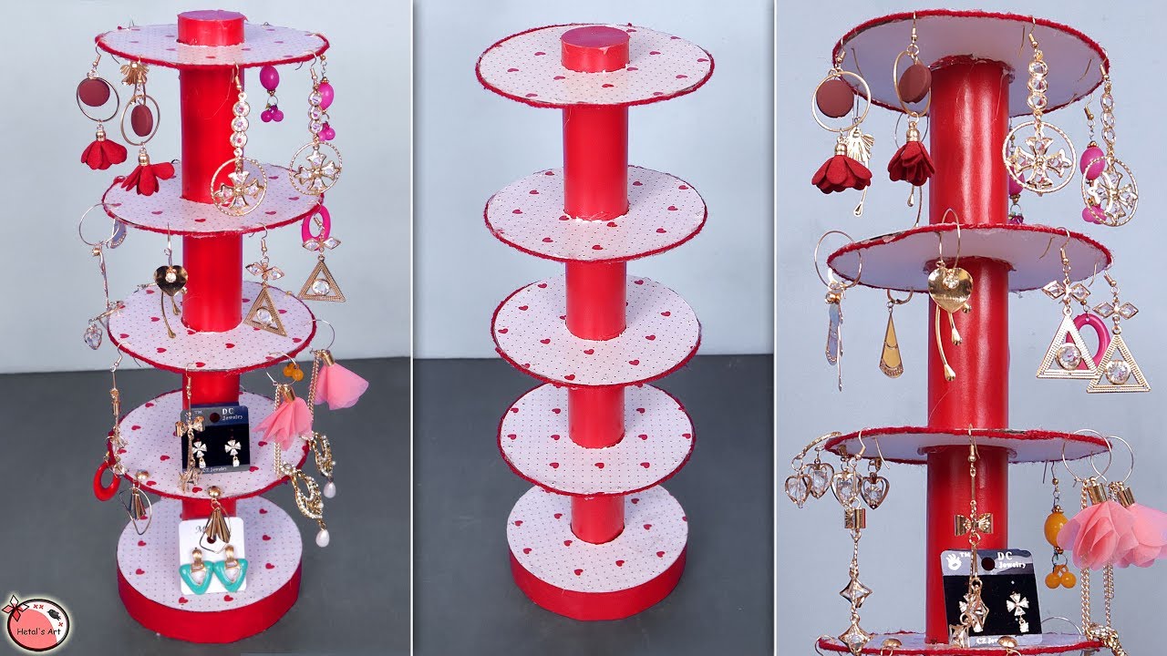 Best Out Of Waste... DIY Organizer || Earring Stand Making at Home