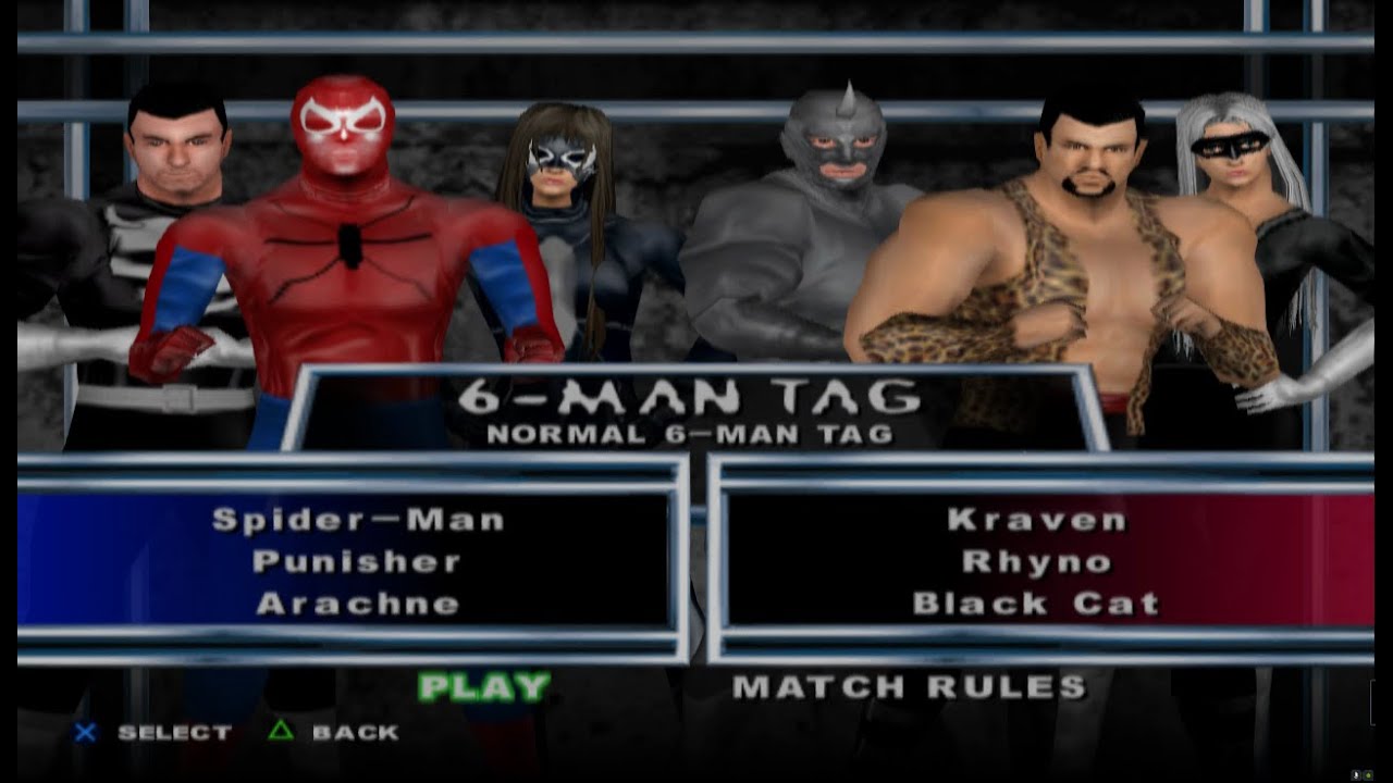 WWE: Here Comes The Pain - Spider-Man/Punisher/Arachne vs Kraven/Rhyno/Black Cat