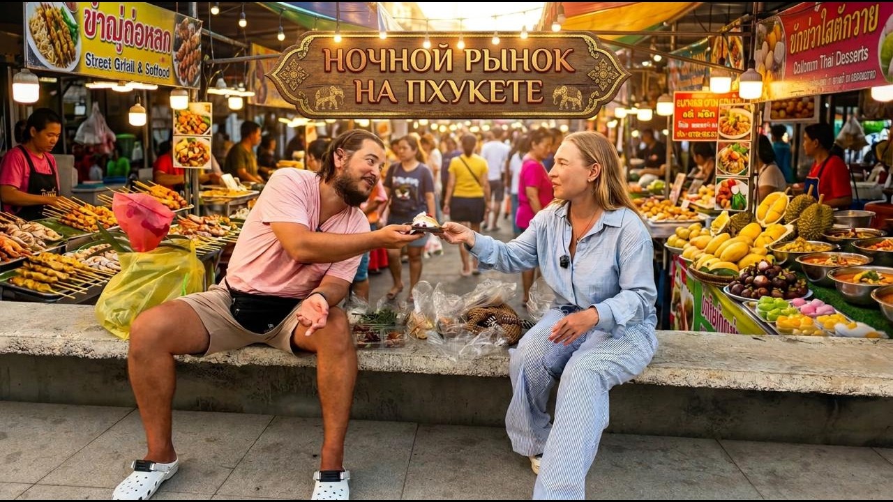 Ночной рынок на Пхукете. Тут едят местные и мы. Пробуем уличную еду в Таиланде 