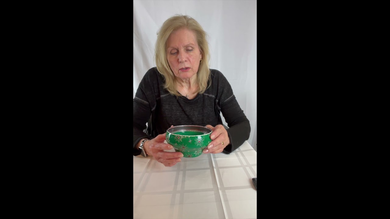 Jan Lewis Collection #1    Green, Red, White Bowl