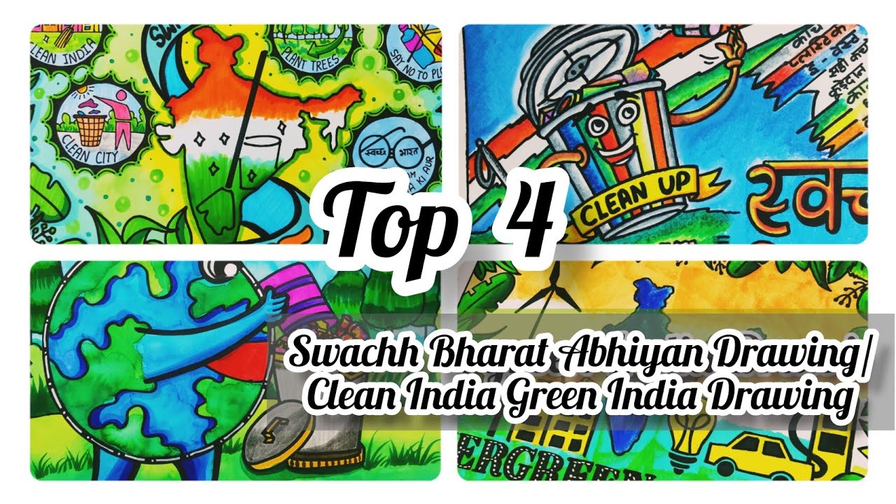 How to draw Clean India drawing / Swachhata Hi Seva / Swachh bharat poster making for competition