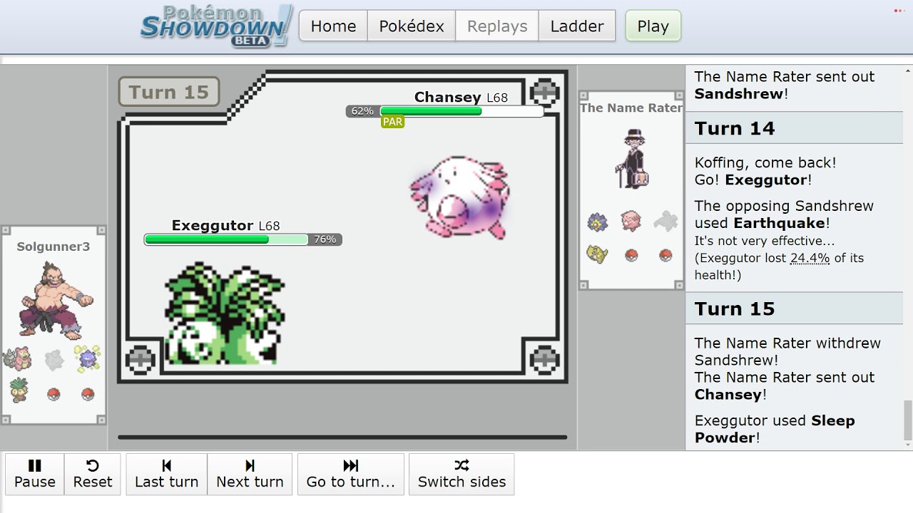 ProGaming - Pokemon Showdown, Solgunner3 vs The Name Rater, [Gen 1] Random Battle (Mon Jan 06 2020)