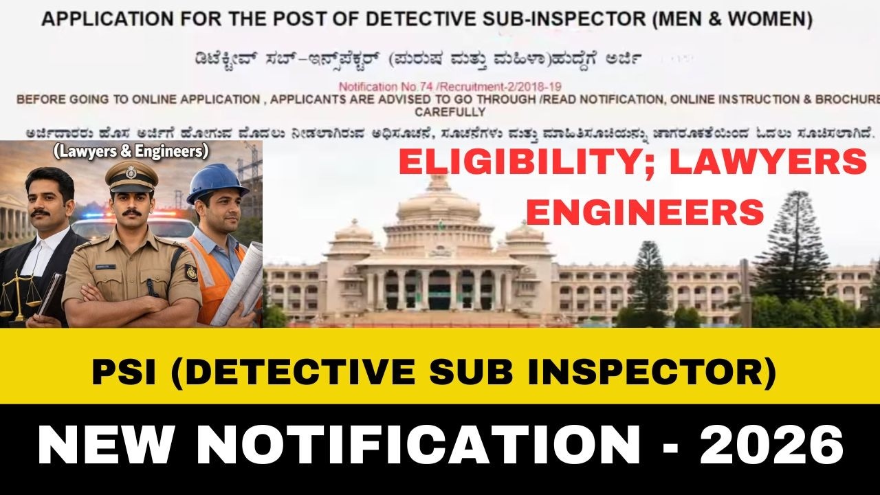 DETECTIVE SUB INSPECTOR NEW NOTIFICATION-2026 FOR LAWYERS & ENGINEERS IN ANOTHER 2 WEEKS l KARNATAKA