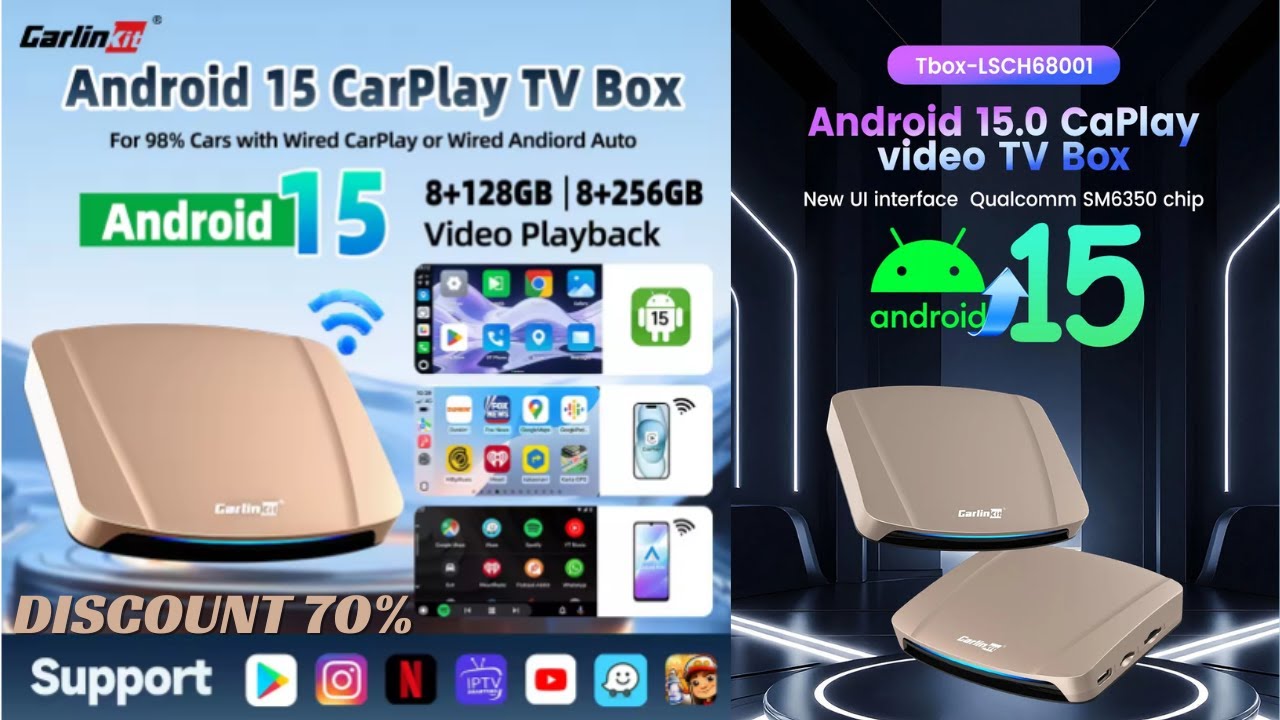 8+256G Carlinkit Android 15 AI Box 4G Wireless Carplay