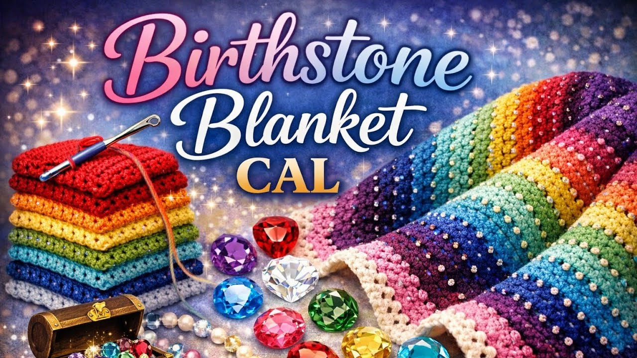 Birthstone Blanket #CAL How To Make Front Post Treble & A Bobble Stitches  #crochetcommunity