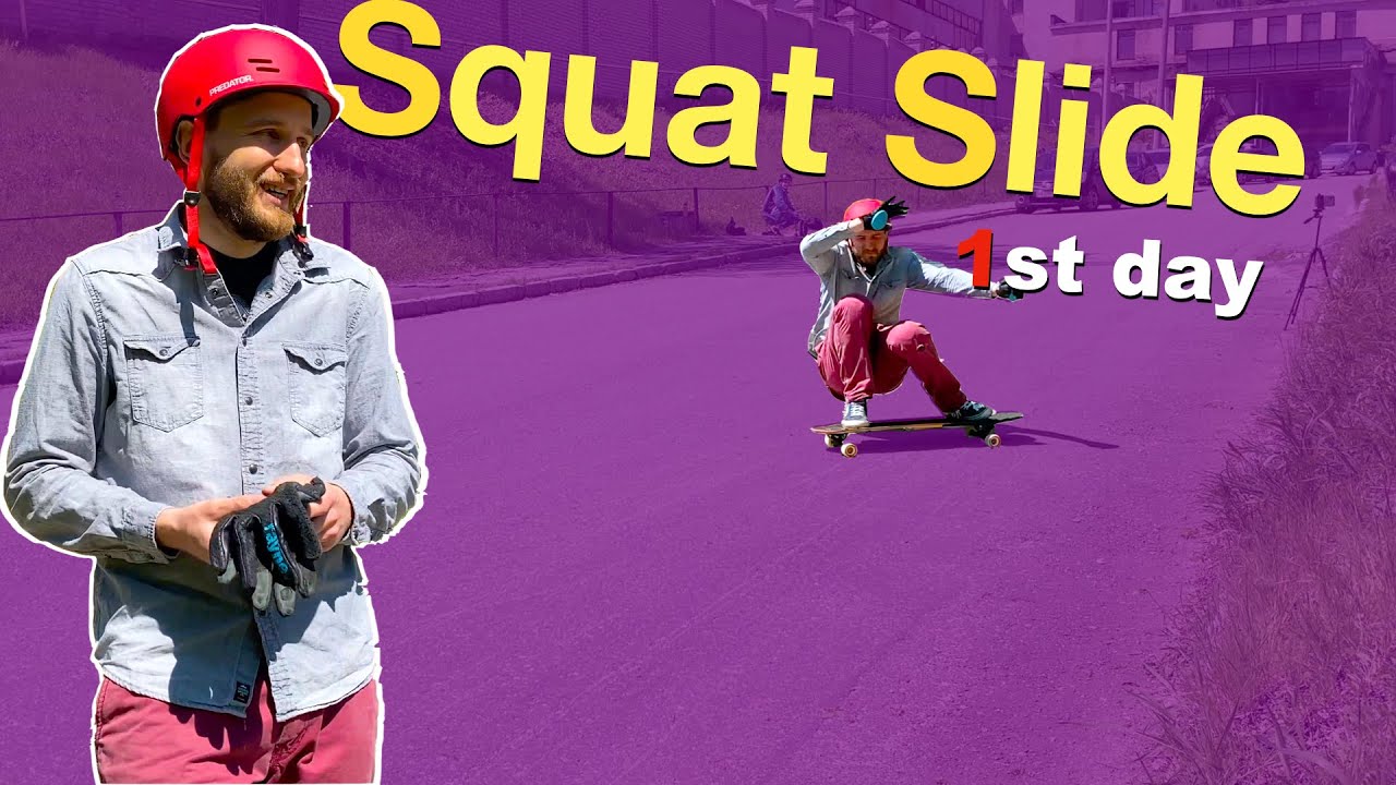 Squat Slide on Longboard | 1st day progression