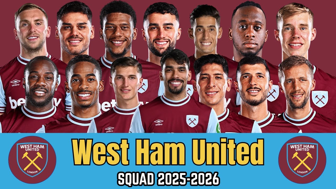 West Ham United FC Squad With New Signing Comparison 2025-26 | Players, Countries & Position