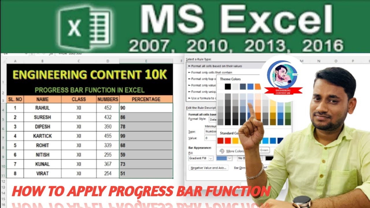MS EXCEL-How to Create Progress Bars in MS Excel with Conditional Formatting | Excel Formula